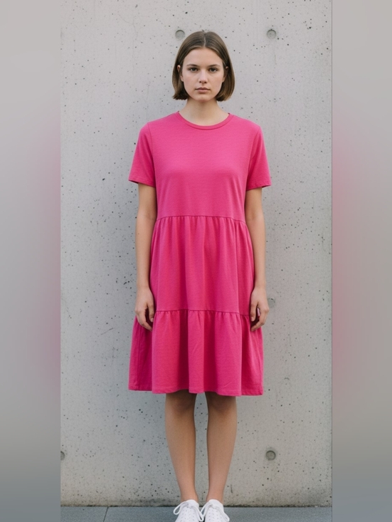 GAP Dresses & Skirts - GAP!!  very Cool And Casual Pink Tiered Short-Sleeve Dress